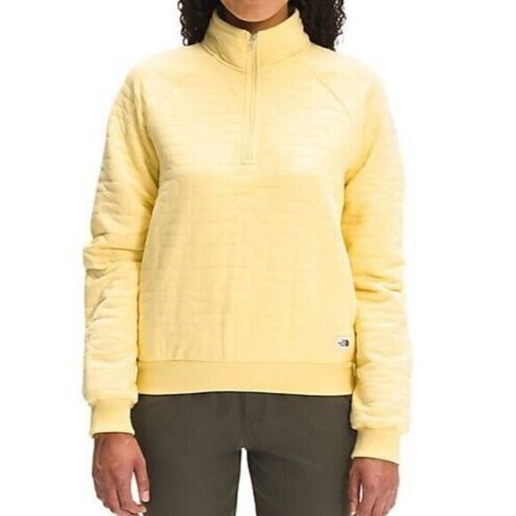 The North Face Women's Sz Large Yellow Longs Peak Quilted 1/4 Zip Jacket $139 - Picture 1 of 9